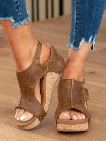 Women's Summer Plus Size Wedge Peep Toe Sandals