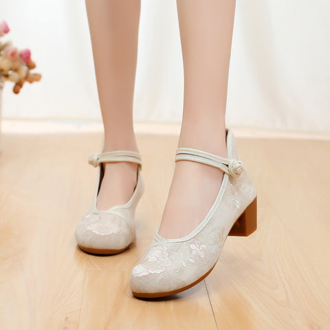 Embroidery Cloth Wedding Ethnic Style Tendon Bottom Canvas Shoes