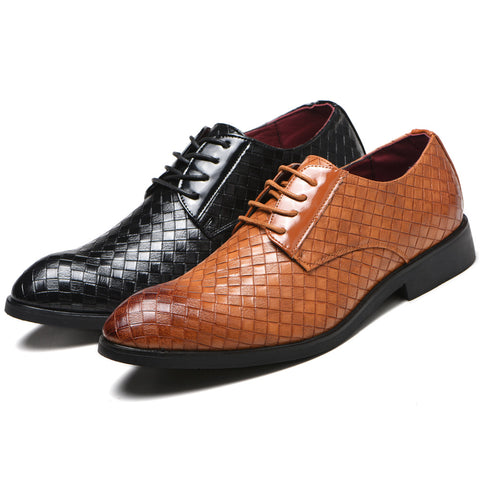 Charming Cool Men's Plaid Plus Size Leather Shoes