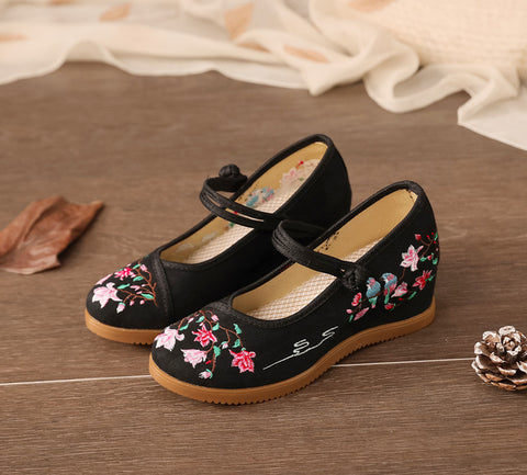 Women's Embroidered Ancient Height Increasing Insole For Canvas Shoes