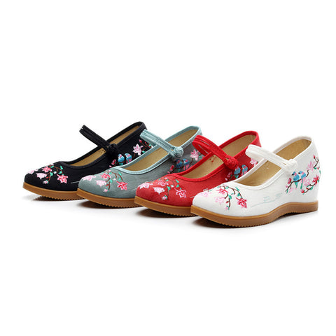 Women's Embroidered Ancient Height Increasing Insole For Canvas Shoes