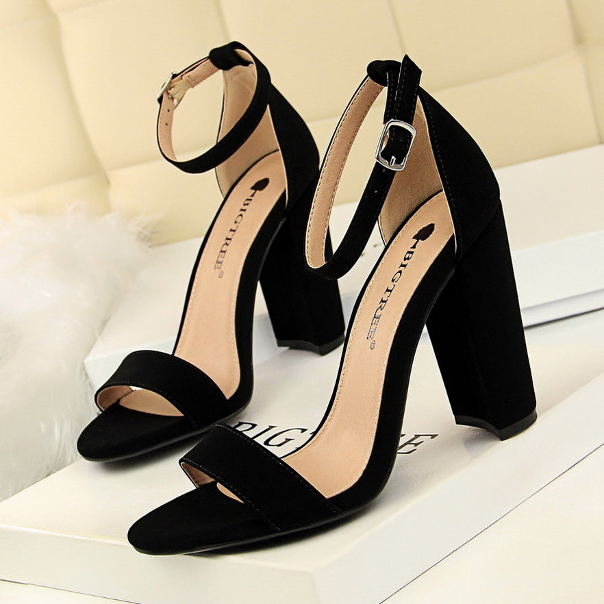 Women's Simple Thick And Sexy Nightclub Strap Heels