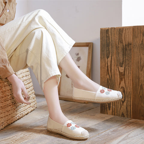Women's Linen Embroidered Cloth Simple And Breathable Canvas Shoes