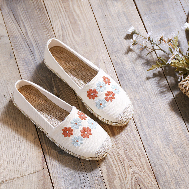 Women's Linen Embroidered Cloth Simple And Breathable Canvas Shoes