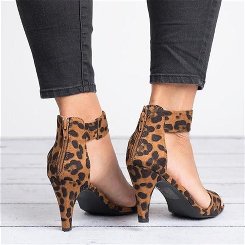 Women's Summer Plus Size Leopard Print Stiletto Sandals
