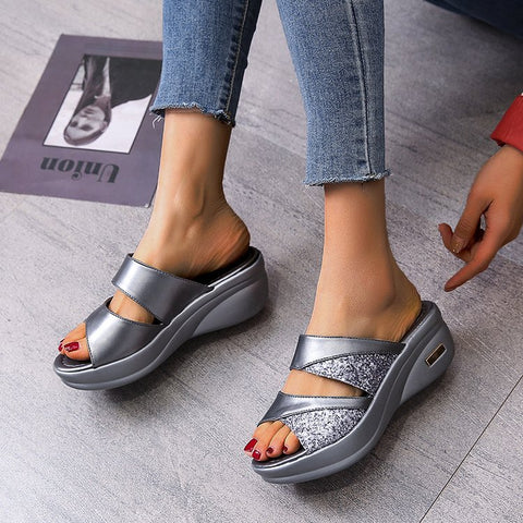 Women's Summer Wedge Mother Outer Wear Mid Plus Sandals