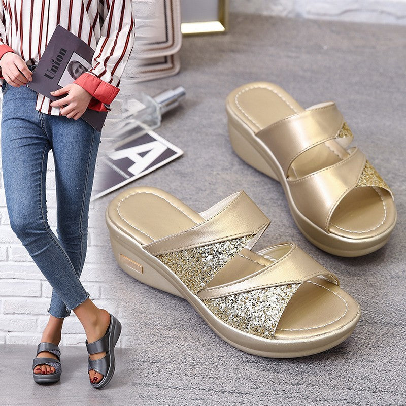Women's Summer Wedge Mother Outer Wear Mid Plus Sandals