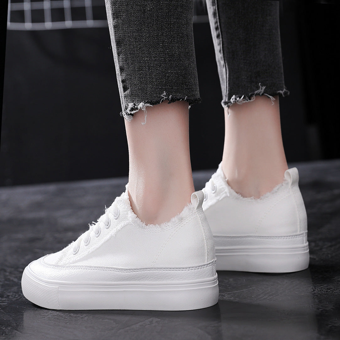 Beautiful Charming Women's White Flat Korean Canvas Shoes