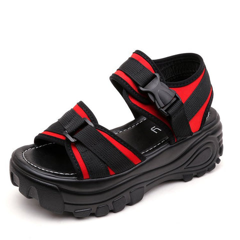 Women's Summer Platform Height Increasing Wedge Velcro Sandals