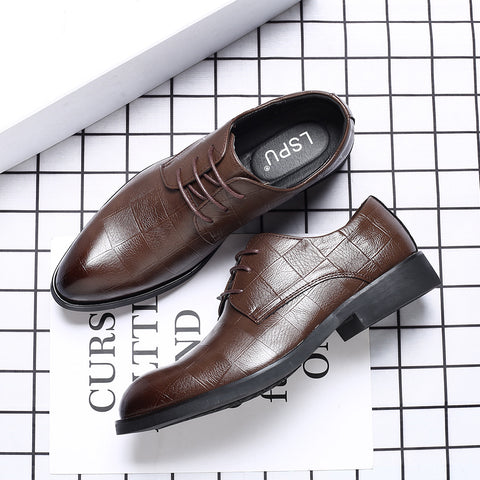 Men's Korean Style British Black Fashion Business Wear Leather Shoes