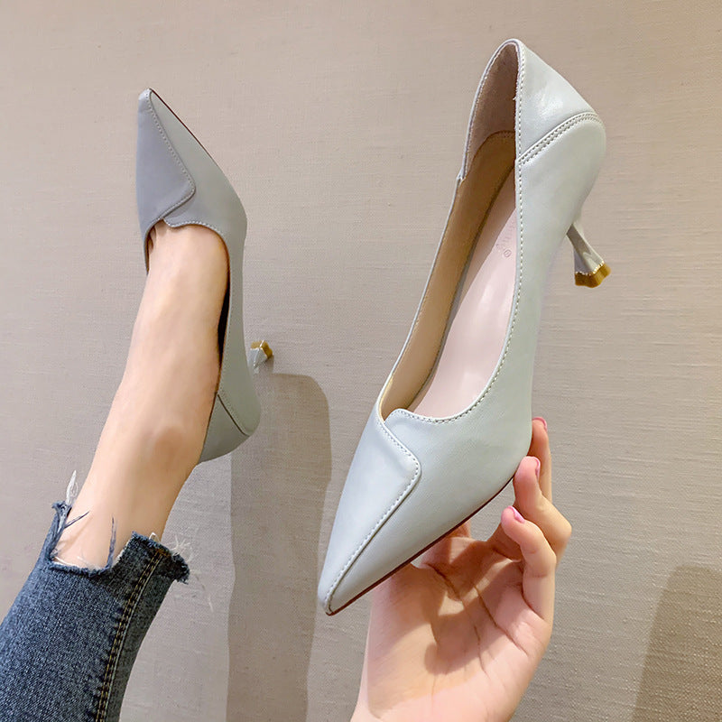 Spring Summer Stiletto Low-cut Nude Professional Women's Shoes