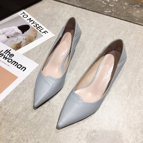 Spring Summer Stiletto Low-cut Nude Professional Women's Shoes