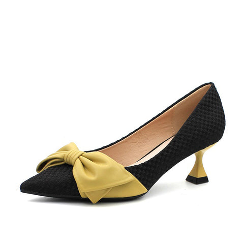Women's Pointed Toe Bow Shallow Mouth Pumps Women's Shoes