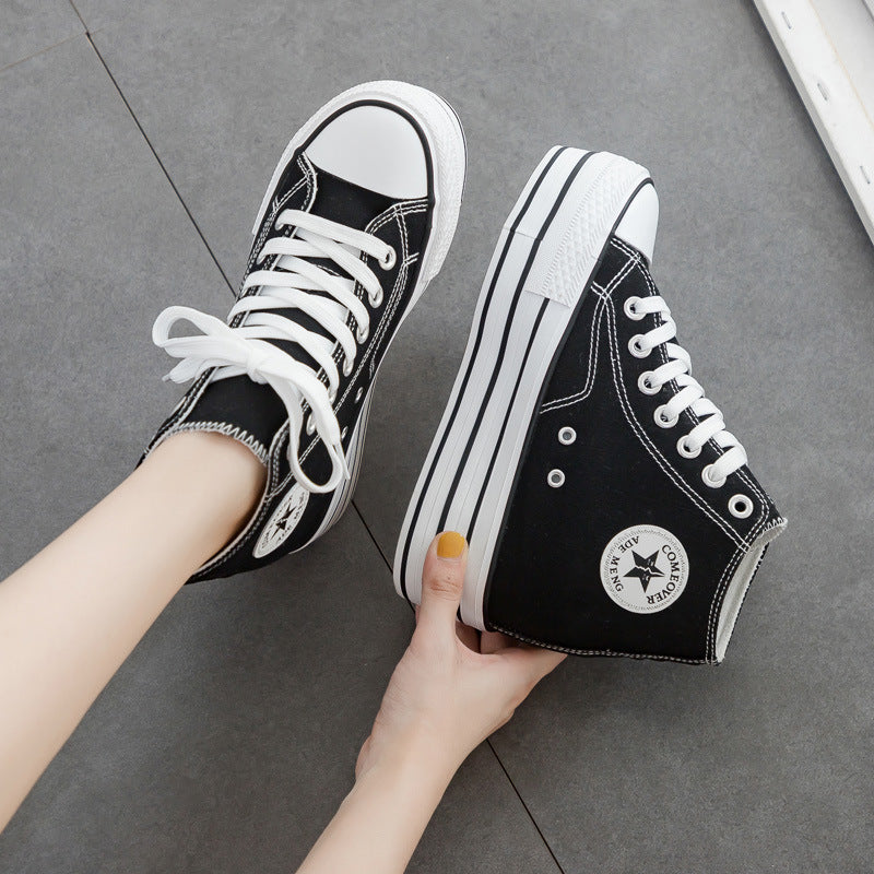 Women's Height Increasing Insole Korean Style Canvas Shoes