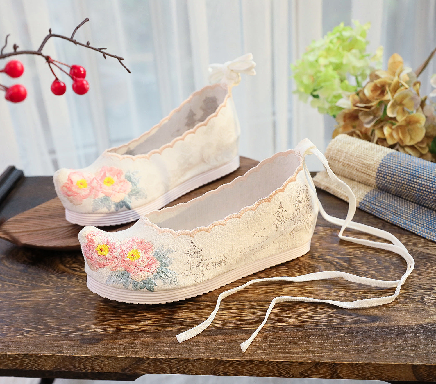 Bow For Han Chinese Clothing Antique Style Canvas Shoes