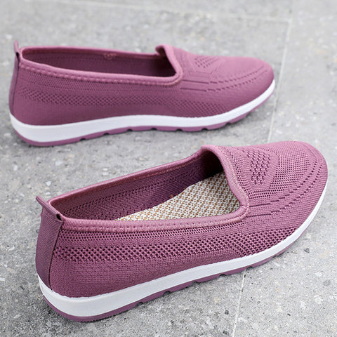 Women's Beijing Cloth Breathable Flat Hollowed Mesh Canvas Shoes