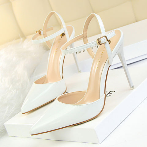 Women's Simple Stiletto Shallow Mouth Pointed Patent Sexy Heels