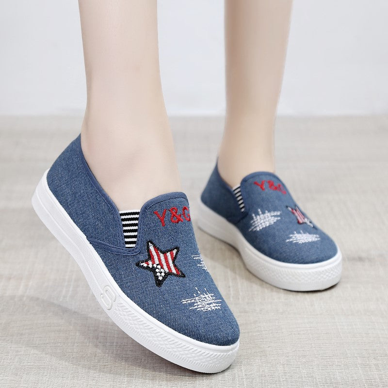 Women's Thick Sole Flat Old Beijing Cloth Canvas Shoes