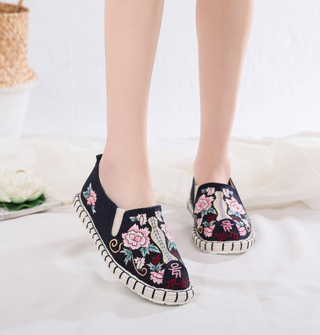 Women's Oriental Cloth With British Ethnic Style Canvas Shoes