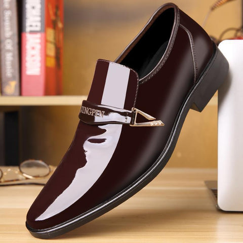 Men's Summer Korean Fashion Shiny Patent Pointed Leather Shoes