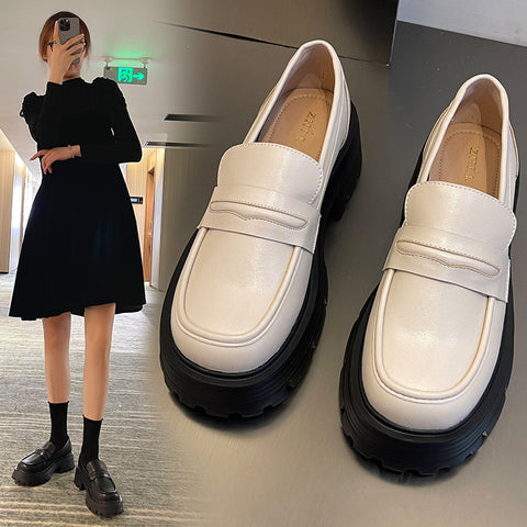 Women's Small For Retro British Style Slip-on Leather Shoes