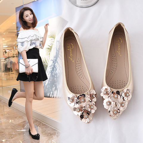 Casual Flats Shallow Mouth Rhinestone Egg Women's Shoes