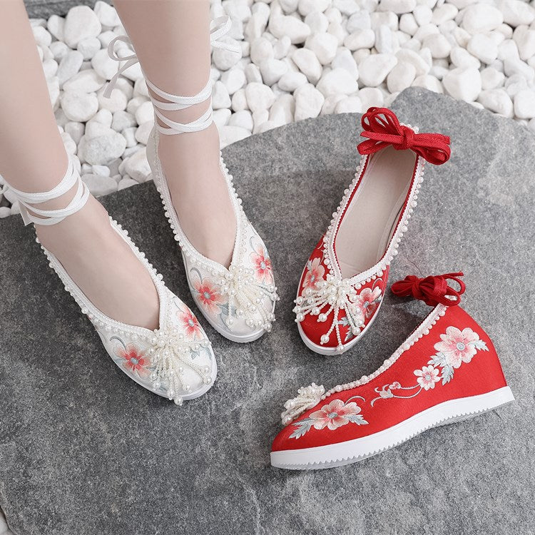 Women's For Han Chinese Clothing Invisible Elevated Canvas Shoes