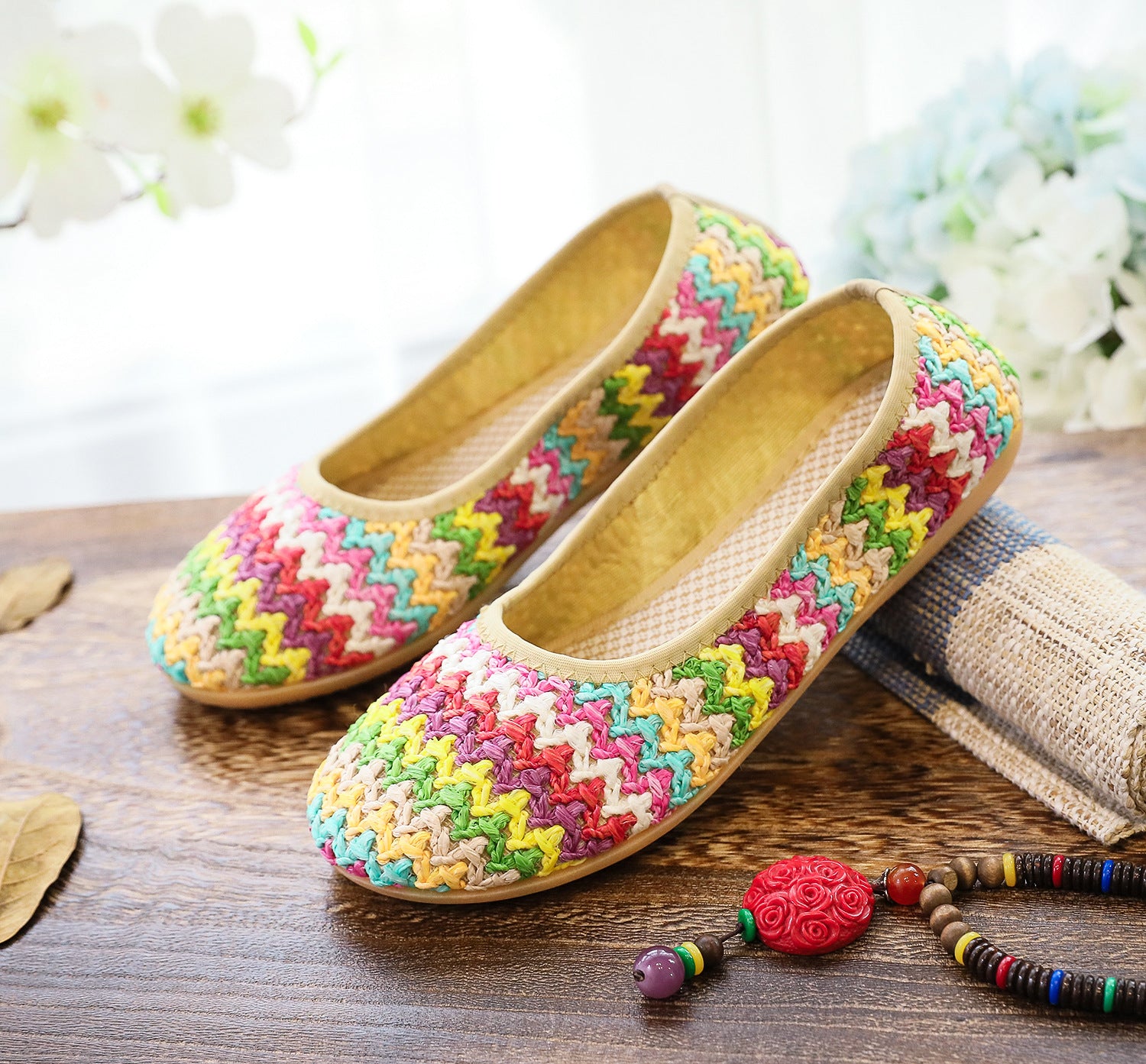 Women's Soft Bottom Beach Woven Cloth Summer Ethnic Canvas Shoes