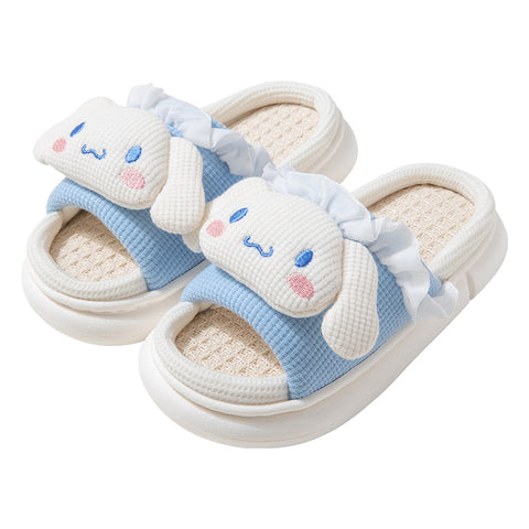 Children's Linen Indoor Home Breathable Big Ear House Slippers