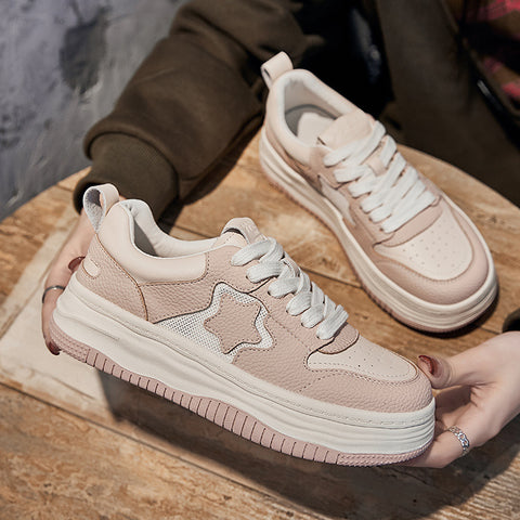 Vielseitige, farblich passende dicke Damen-Sneaker im koreanischen Stil