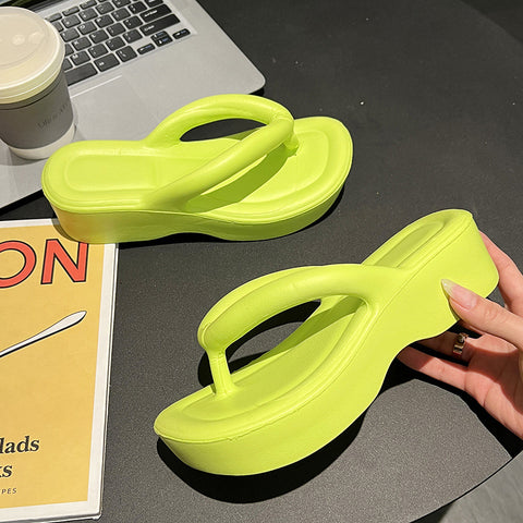 Women's Summer Wedge Platform Flip-flops Soft Bottom Beach Slippers