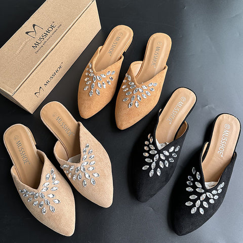 Women's Semi Rhinestone Fashion Pointed Outer Wear Large Sandals
