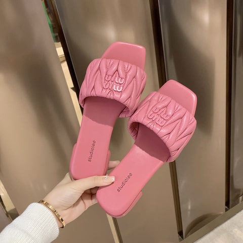 Women's Mom Summer Fashion Square Head Letter Sandals