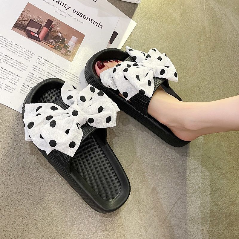Women's Dot Bow Summer Outdoor Fashion Thick-soled Indoor Slippers