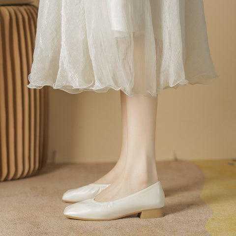 Women's Granny Elegant Soft Pleated Gentle Heels