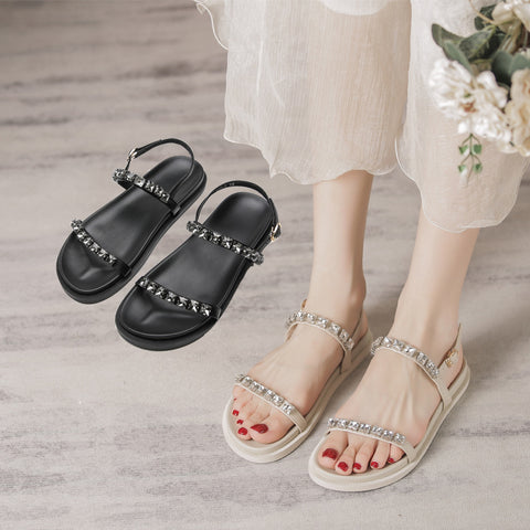 Women's Summer Korean Style Roman Rhinestone Platform Sandals
