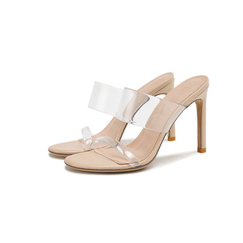 Durable Comfortable Transparent High Strap Chunky Heels