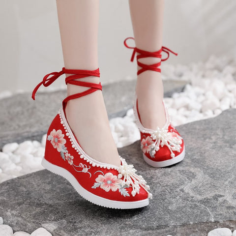 Women's For Han Chinese Clothing Invisible Elevated Canvas Shoes