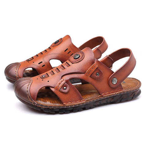Men's Cowhide Closed Toe Two-way Breathable Genuine Sandals