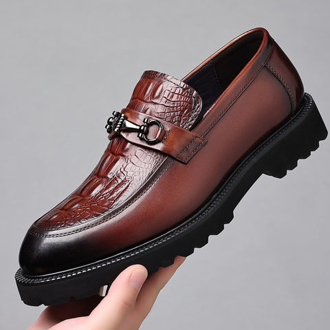 Men's Spring Genuine Business Crocodile Pattern British Leather Shoes