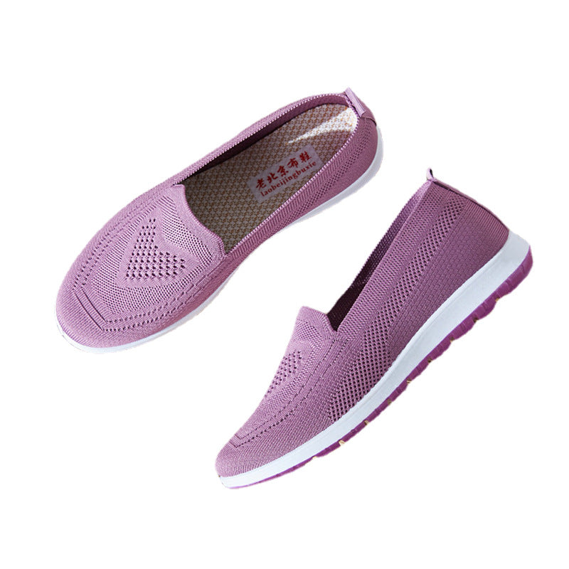 Women's Low-heeled Soft Bottom Breathable Low-cut Flying Canvas Shoes