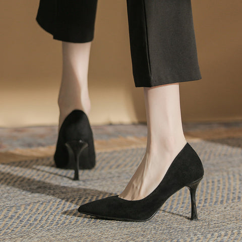 Women's Stiletto Suede Pointed Toe Professional Commuter Women's Shoes