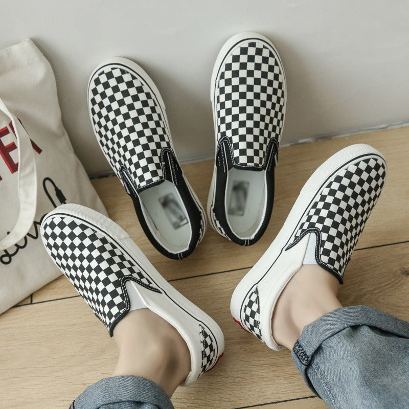 Women's & Men's Checkerboard Plaid Slip-on And Canvas Shoes
