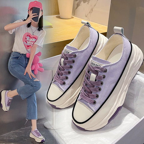 Women's Summer Breathable Korean Style Platform Height Canvas Shoes