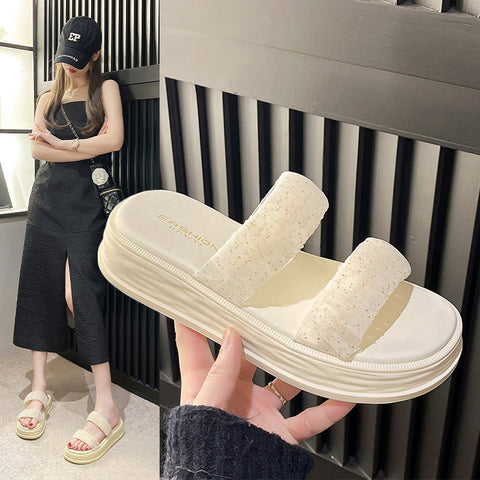 Elegant Women's Platform Korean Beach Fashion Slippers