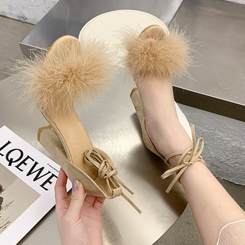 High Suede Fashion Large Size Buckle Heels