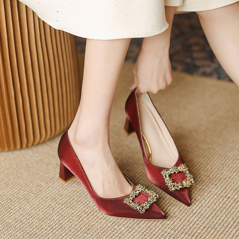 Women's Toe Not Tired Feet Satin High Women's Shoes