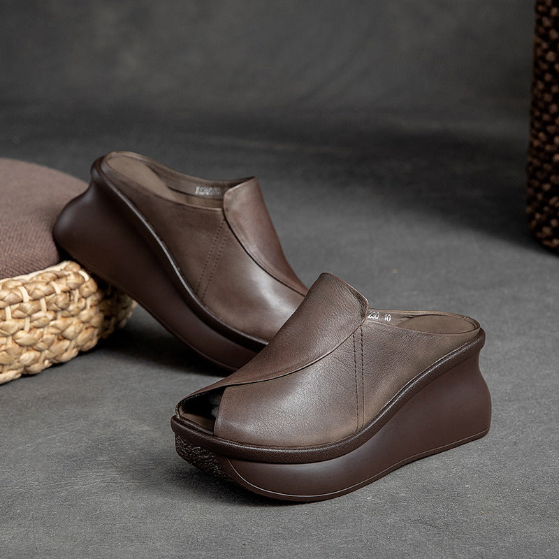 Women's Peep Toe Retro Platform Comfort And Casual Shoes