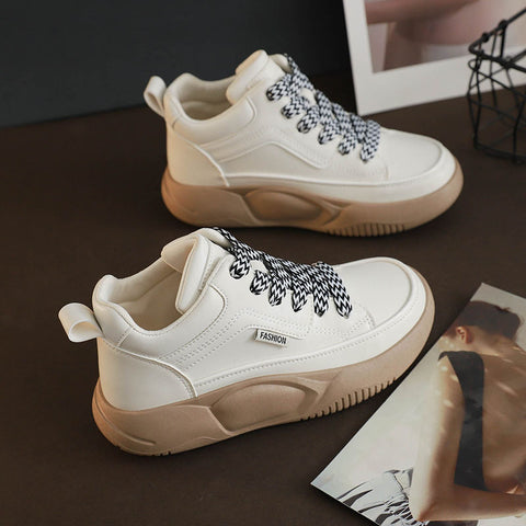 Women's Autumn Breathable Daddy Thick Bottom Versatile Canvas Shoes