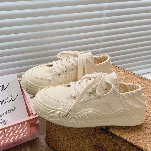 Women's Breathable Step-on Two-way Korean Lazy Semi Canvas Shoes